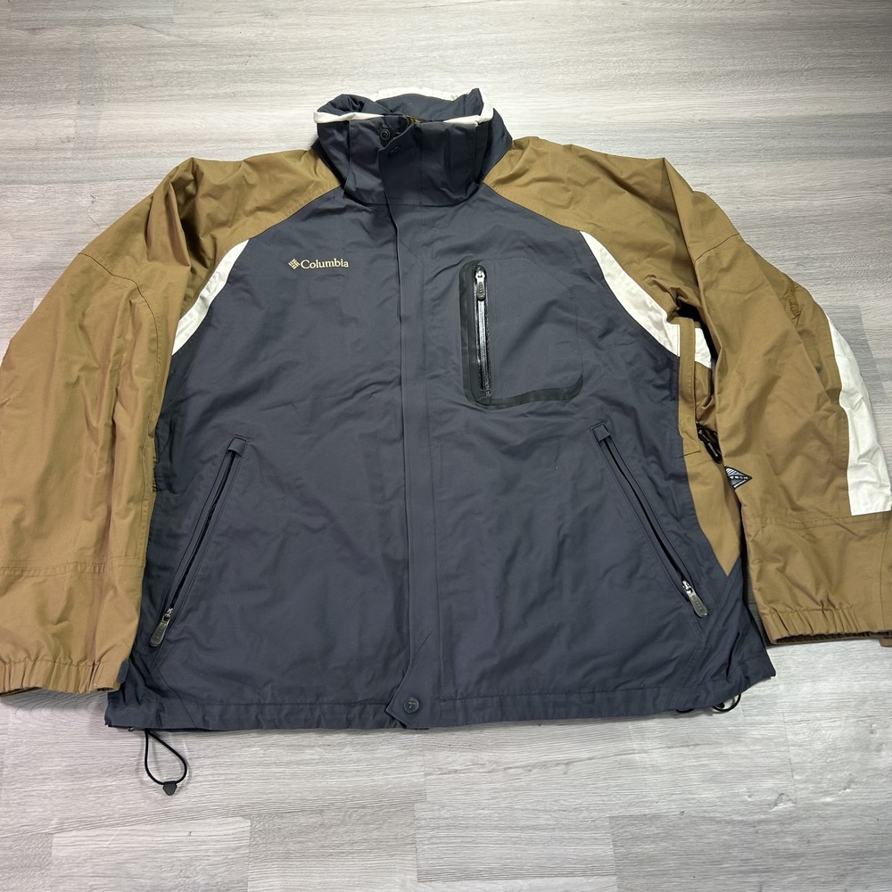 Columbia Titanium Ski Jacket Mens XL Gray Hooded Full Zip Omni-Tech Snow Winter